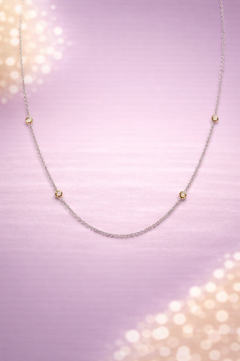 Kerasus 04 – 18K Gold Diamond Station Necklace