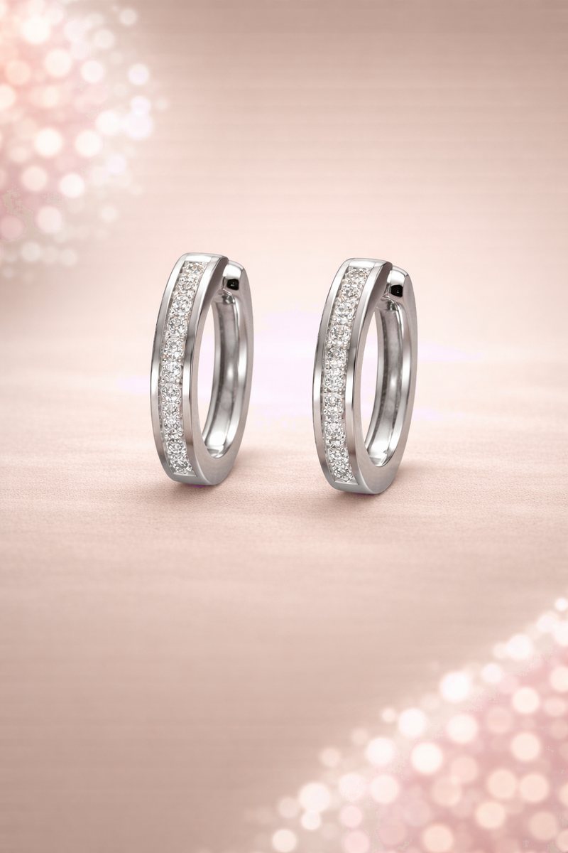 Kerasus 08 – 14K Gold Diamond Hoop Earrings